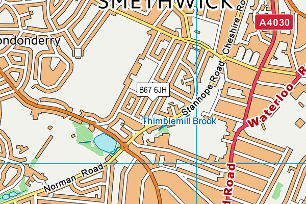 B67 6JH map - OS VectorMap District (Ordnance Survey)