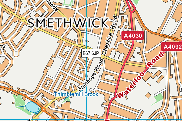 B67 6JP map - OS VectorMap District (Ordnance Survey)