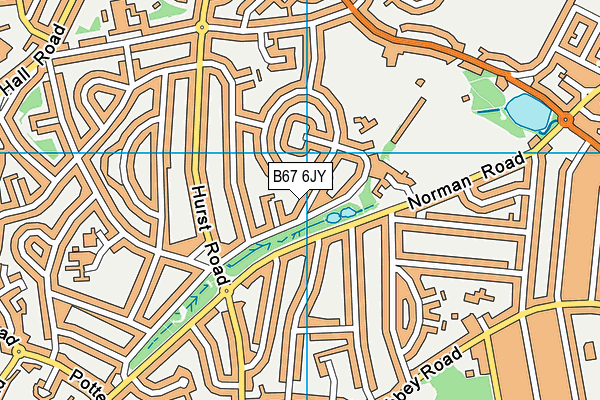 B67 6JY map - OS VectorMap District (Ordnance Survey)