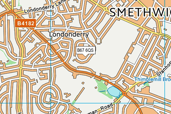 B67 6QS map - OS VectorMap District (Ordnance Survey)