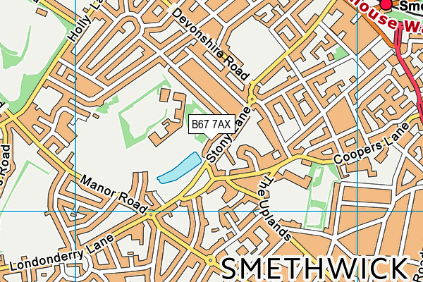 B67 7AX map - OS VectorMap District (Ordnance Survey)