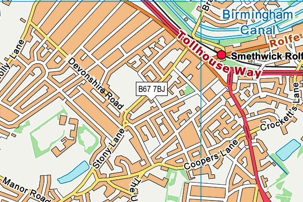 B67 7BJ map - OS VectorMap District (Ordnance Survey)