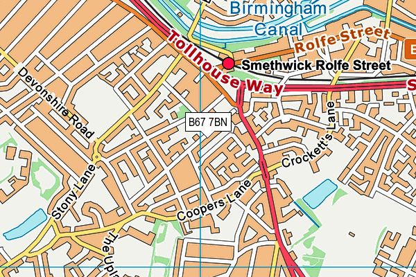 B67 7BN map - OS VectorMap District (Ordnance Survey)