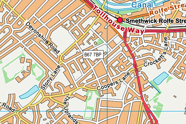 B67 7BP map - OS VectorMap District (Ordnance Survey)