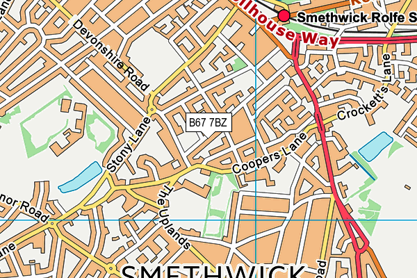 B67 7BZ map - OS VectorMap District (Ordnance Survey)