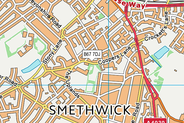 B67 7DJ map - OS VectorMap District (Ordnance Survey)