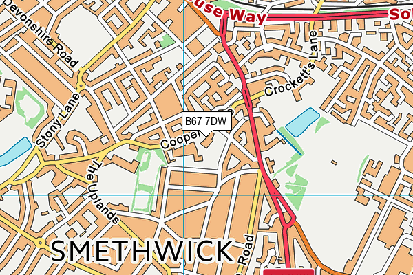 B67 7DW map - OS VectorMap District (Ordnance Survey)