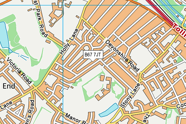 B67 7JT map - OS VectorMap District (Ordnance Survey)