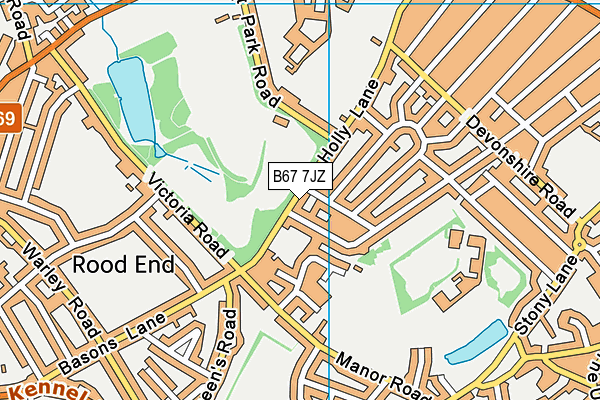 B67 7JZ map - OS VectorMap District (Ordnance Survey)