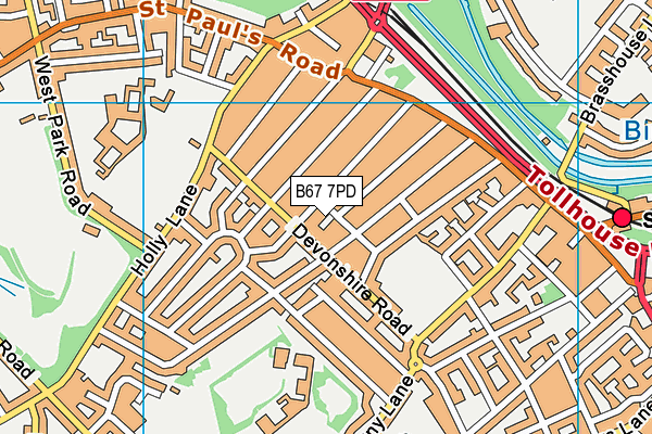 B67 7PD map - OS VectorMap District (Ordnance Survey)