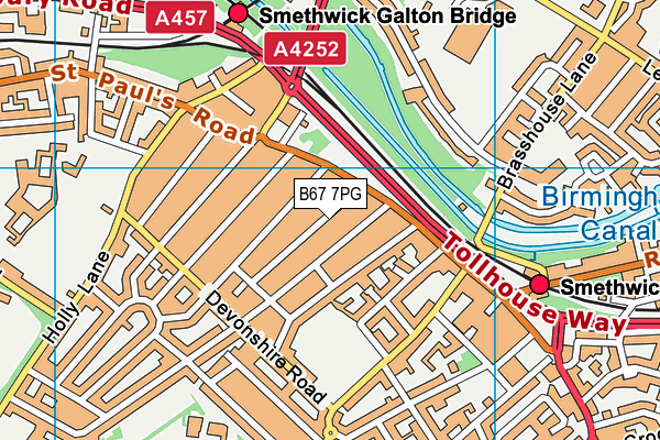 B67 7PG map - OS VectorMap District (Ordnance Survey)