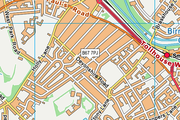 B67 7PJ map - OS VectorMap District (Ordnance Survey)