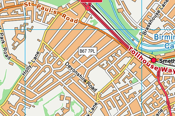 B67 7PL map - OS VectorMap District (Ordnance Survey)