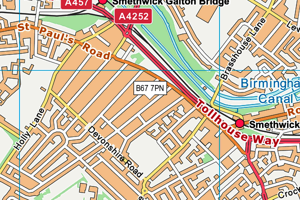 B67 7PN map - OS VectorMap District (Ordnance Survey)