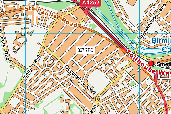 B67 7PQ map - OS VectorMap District (Ordnance Survey)