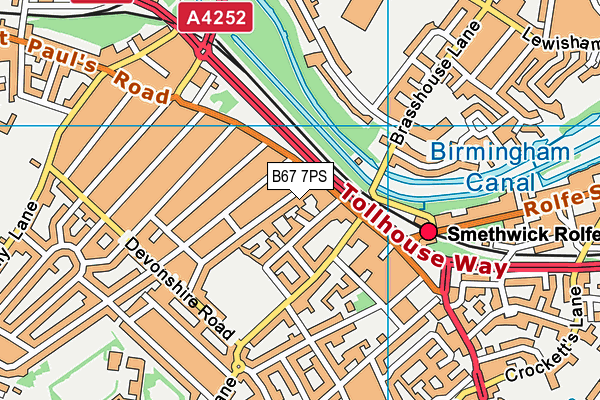 B67 7PS map - OS VectorMap District (Ordnance Survey)