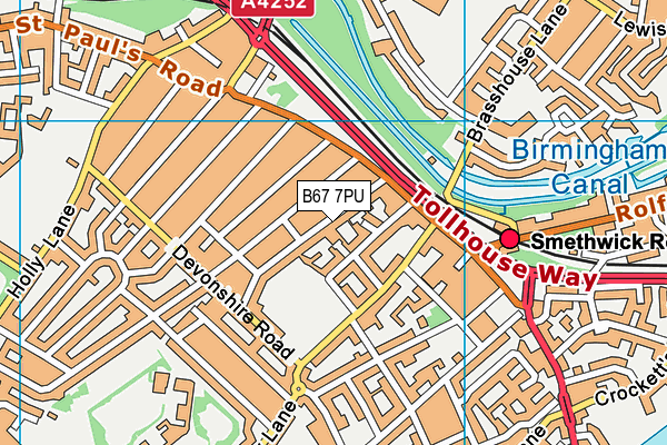 B67 7PU map - OS VectorMap District (Ordnance Survey)