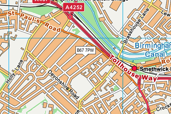 B67 7PW map - OS VectorMap District (Ordnance Survey)