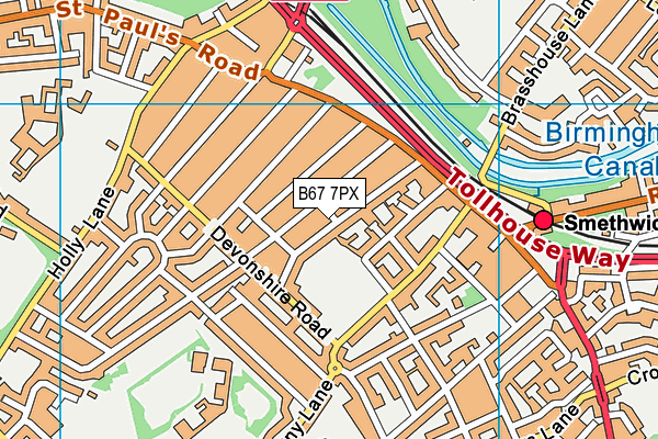 B67 7PX map - OS VectorMap District (Ordnance Survey)