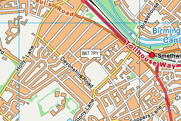 B67 7PY map - OS VectorMap District (Ordnance Survey)