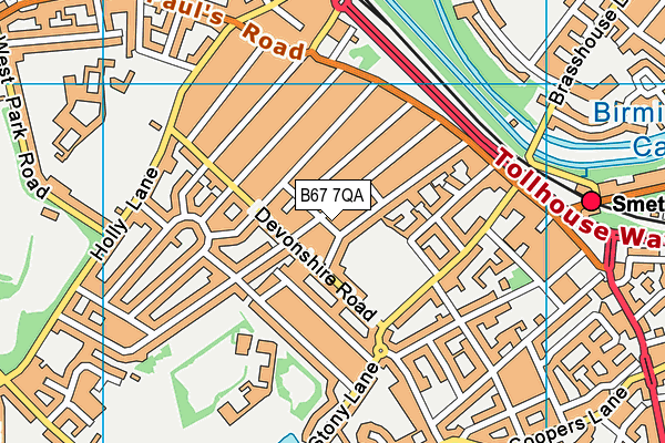 B67 7QA map - OS VectorMap District (Ordnance Survey)