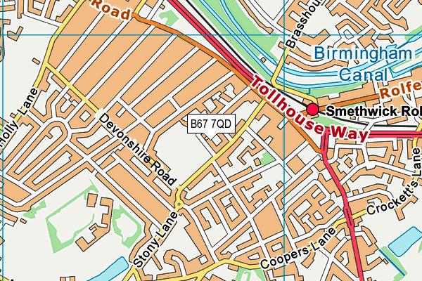 B67 7QD map - OS VectorMap District (Ordnance Survey)