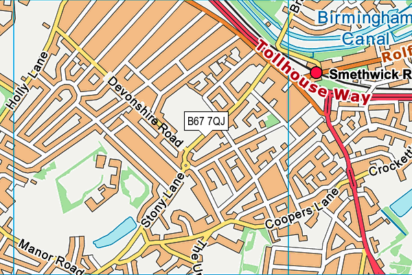 B67 7QJ map - OS VectorMap District (Ordnance Survey)