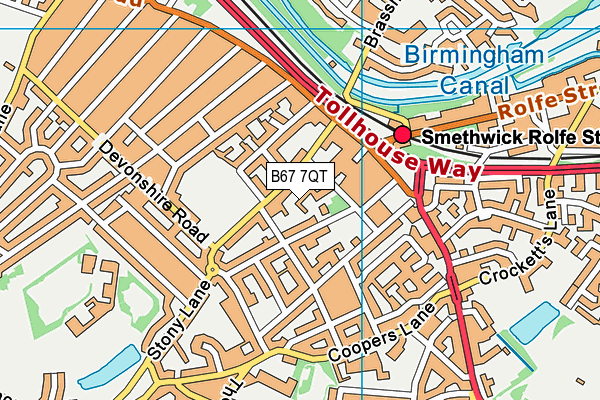 B67 7QT map - OS VectorMap District (Ordnance Survey)