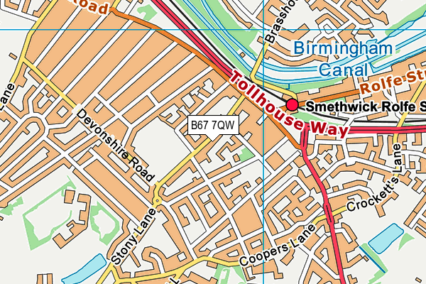 B67 7QW map - OS VectorMap District (Ordnance Survey)