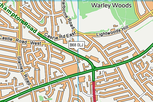 B68 0LJ map - OS VectorMap District (Ordnance Survey)