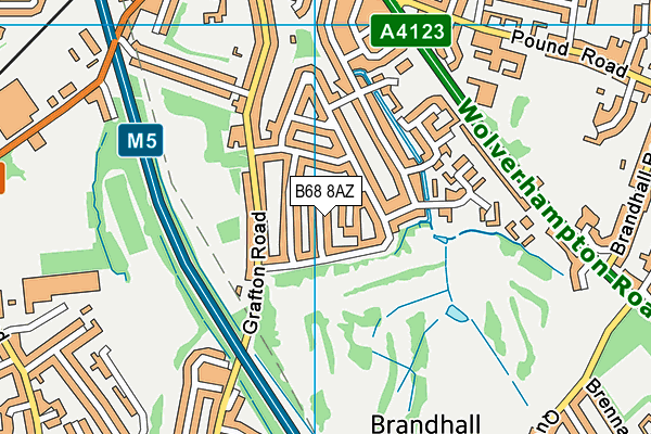 B68 8AZ map - OS VectorMap District (Ordnance Survey)