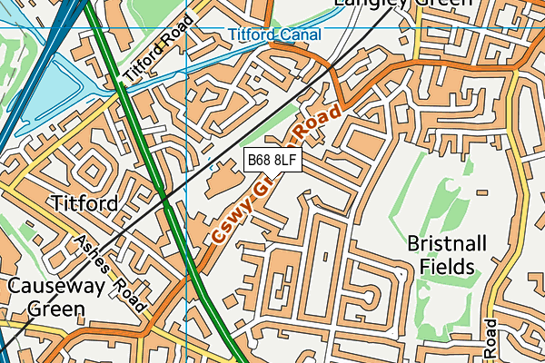 B68 8LF map - OS VectorMap District (Ordnance Survey)