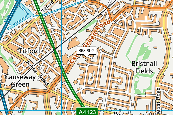B68 8LG map - OS VectorMap District (Ordnance Survey)