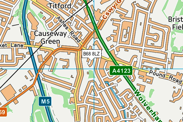 B68 8LZ map - OS VectorMap District (Ordnance Survey)