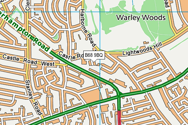 B68 9BQ map - OS VectorMap District (Ordnance Survey)