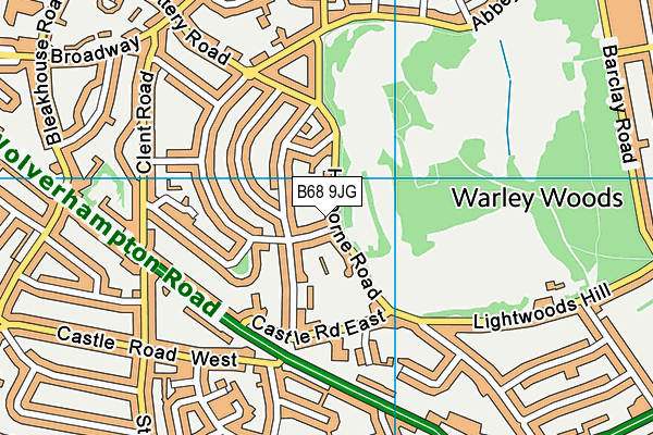 B68 9JG map - OS VectorMap District (Ordnance Survey)