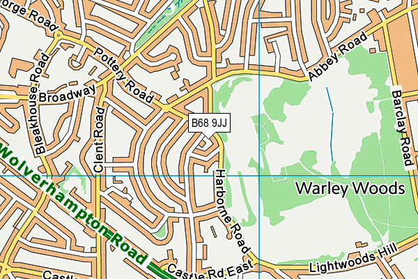 B68 9JJ map - OS VectorMap District (Ordnance Survey)