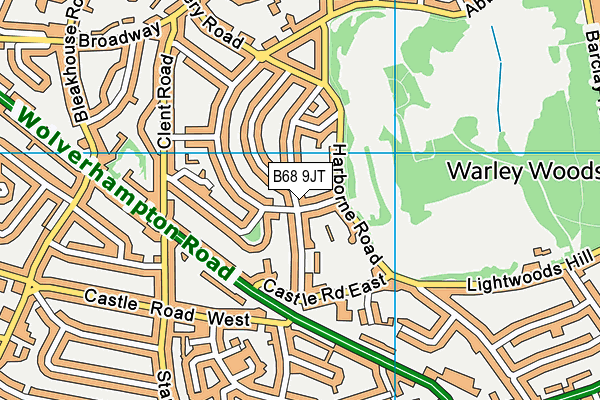 B68 9JT map - OS VectorMap District (Ordnance Survey)