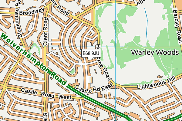 B68 9JU map - OS VectorMap District (Ordnance Survey)