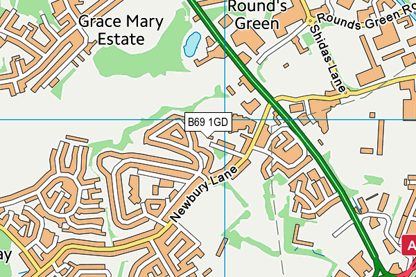 B69 1GD map - OS VectorMap District (Ordnance Survey)