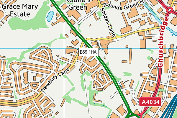 B69 1HA map - OS VectorMap District (Ordnance Survey)