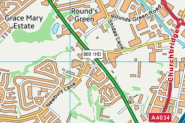 B69 1HD map - OS VectorMap District (Ordnance Survey)