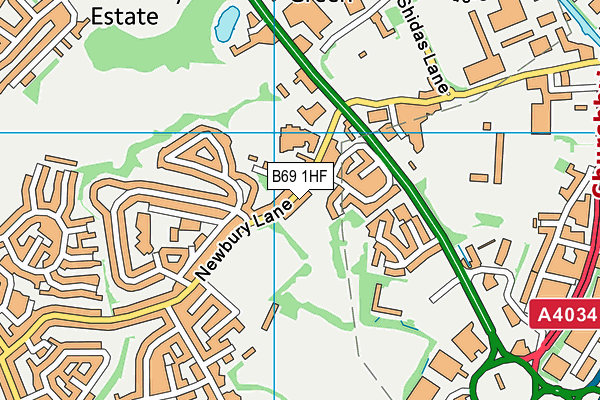 B69 1HF map - OS VectorMap District (Ordnance Survey)