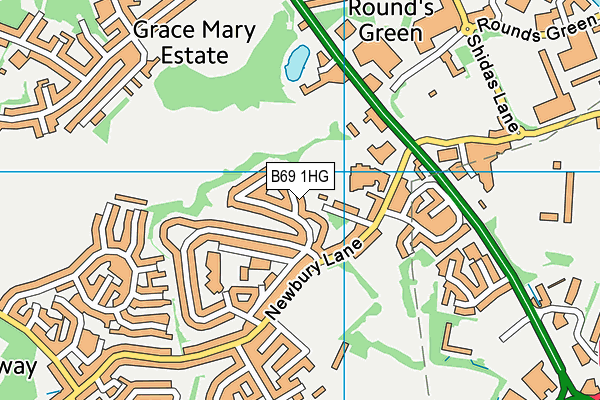 B69 1HG map - OS VectorMap District (Ordnance Survey)