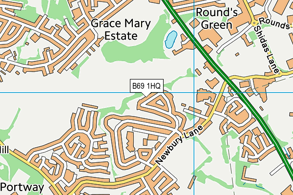 B69 1HQ map - OS VectorMap District (Ordnance Survey)