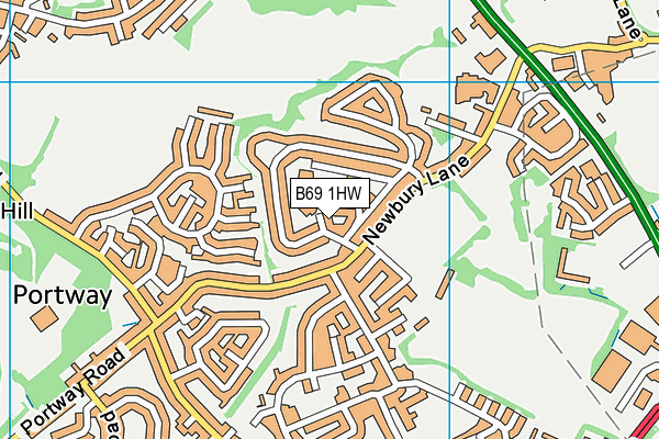 B69 1HW map - OS VectorMap District (Ordnance Survey)