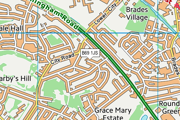 B69 1JS map - OS VectorMap District (Ordnance Survey)