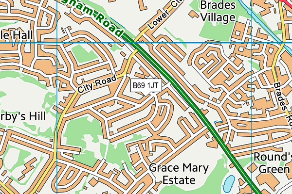 B69 1JT map - OS VectorMap District (Ordnance Survey)