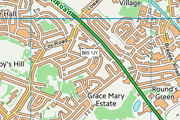 B69 1JY map - OS VectorMap District (Ordnance Survey)