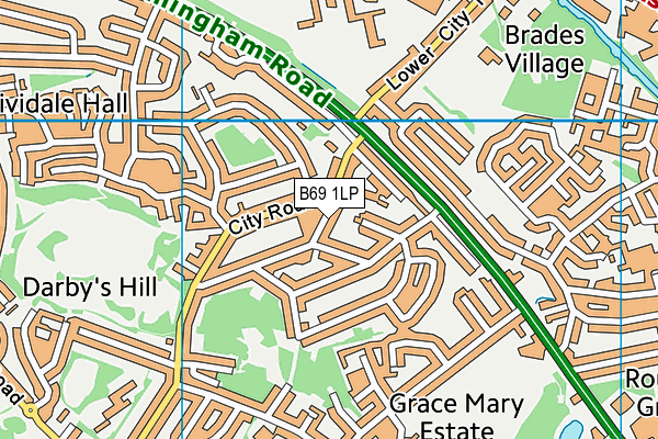 B69 1LP map - OS VectorMap District (Ordnance Survey)